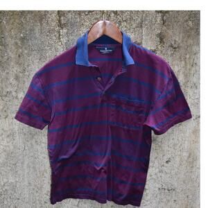 Ermenegildo Zegna Striped Polo Shirt Purple Blue Size 46 - Medium